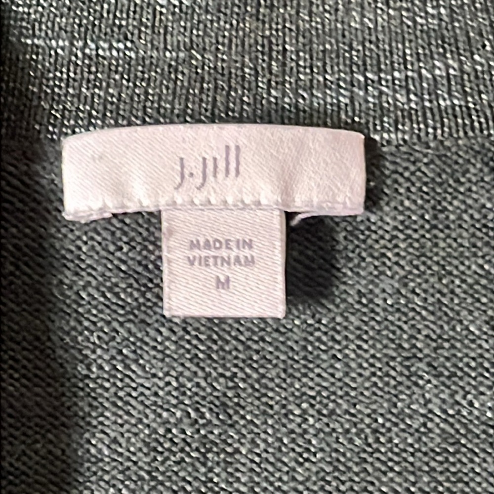 J. Jill Textured Sweater Cardigan Jacket Patch Pockets Forest Green Size Medium - Picture 7 of 9